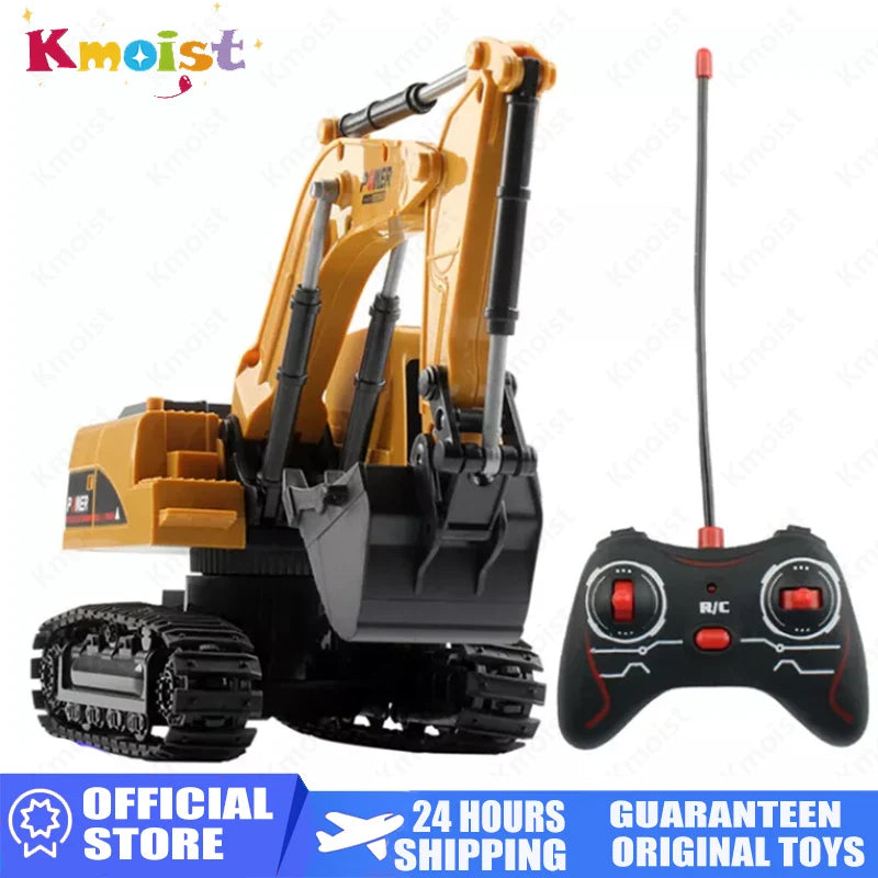 1:24 RC Car Excavator Radio Controlled Cars Tractor Model Engineering Vehicle Digging Soil Truck Sound Toys For Boys Kids Gifts FREE Shipping