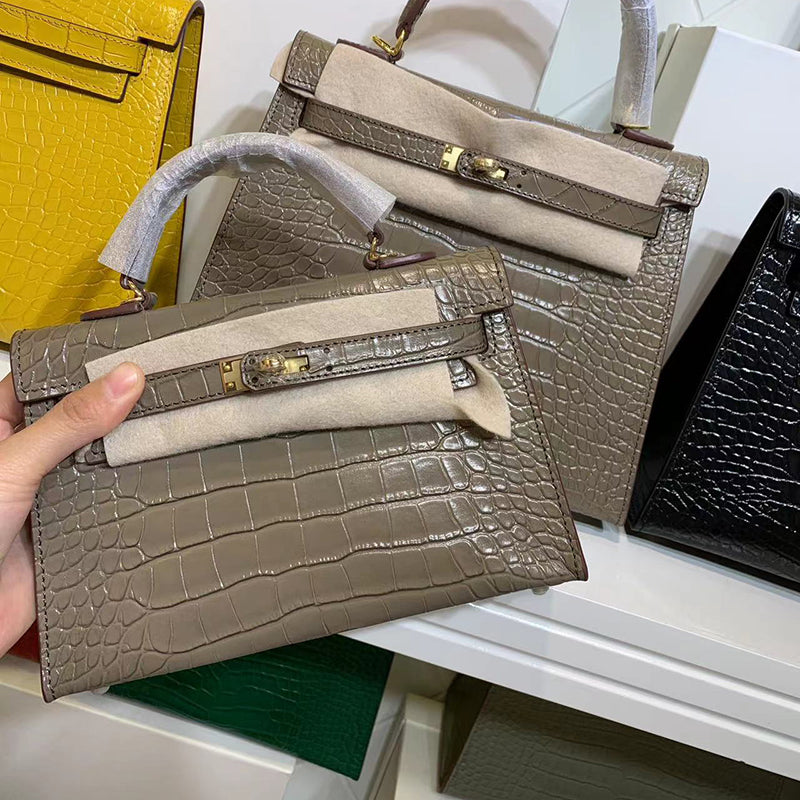 Mini High-End Second-Generation Crocodile Pattern Shoulder Kely Bag