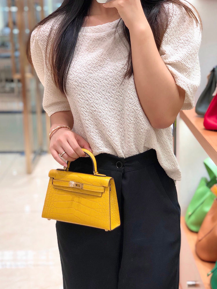 Mini High-End Second-Generation Crocodile Pattern Shoulder Kely Bag