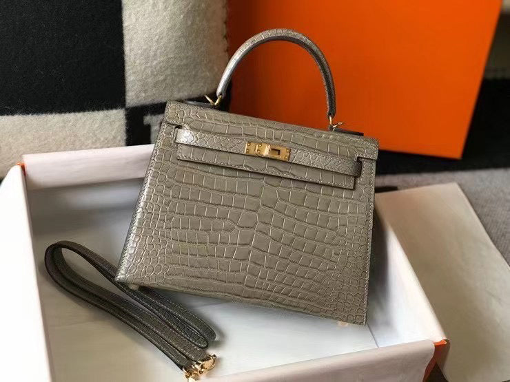 Mini High-End Second-Generation Crocodile Pattern Shoulder Kely Bag