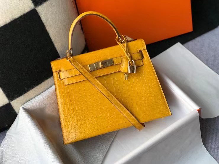 Mini High-End Second-Generation Crocodile Pattern Shoulder Kely Bag