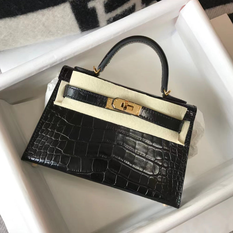 Mini High-End Second-Generation Crocodile Pattern Shoulder Kely Bag