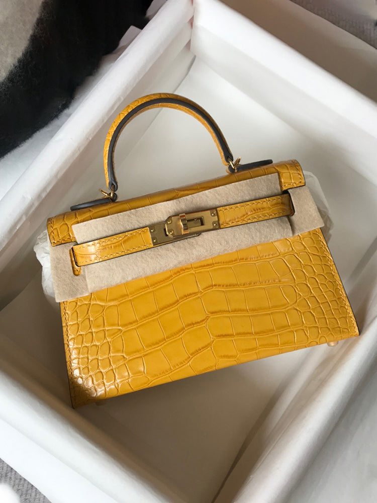 Mini High-End Second-Generation Crocodile Pattern Shoulder Kely Bag