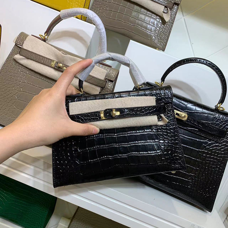 Mini High-End Second-Generation Crocodile Pattern Shoulder Kely Bag