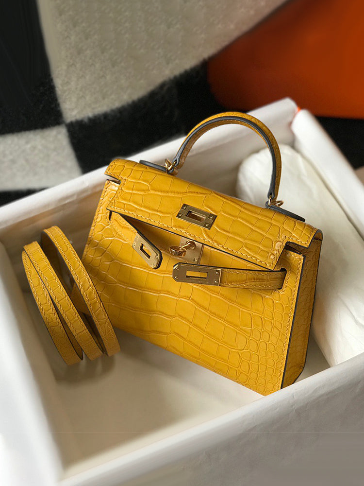 Mini High-End Second-Generation Crocodile Pattern Shoulder Kely Bag