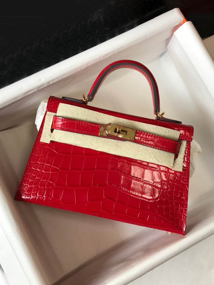 Mini High-End Second-Generation Crocodile Pattern Shoulder Kely Bag