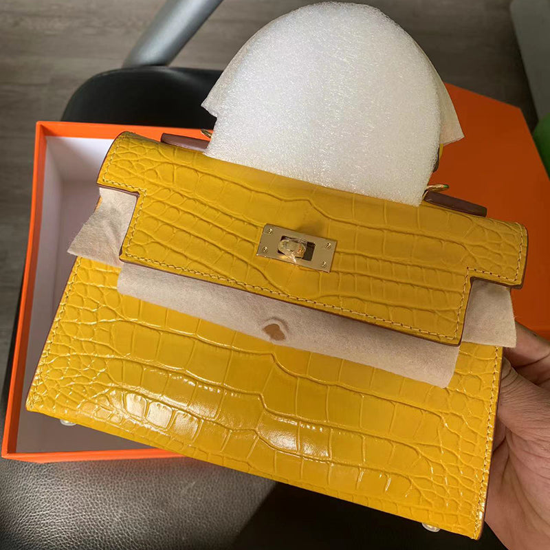 Mini High-End Second-Generation Crocodile Pattern Shoulder Kely Bag