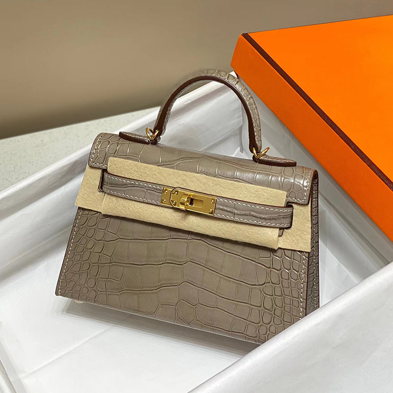 Mini High-End Second-Generation Crocodile Pattern Shoulder Kely Bag
