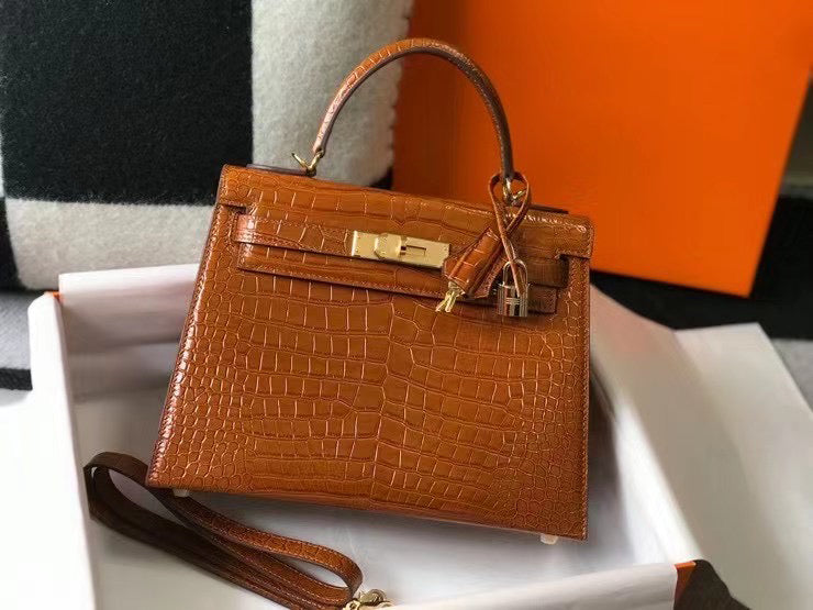 Mini High-End Second-Generation Crocodile Pattern Shoulder Kely Bag