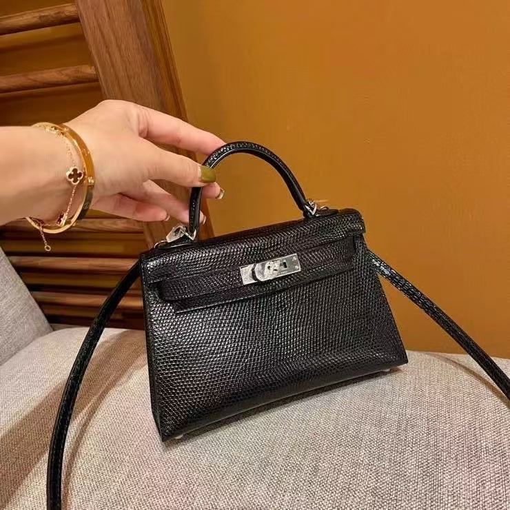 Mini High-End Second-Generation Crocodile Pattern Shoulder Kely Bag