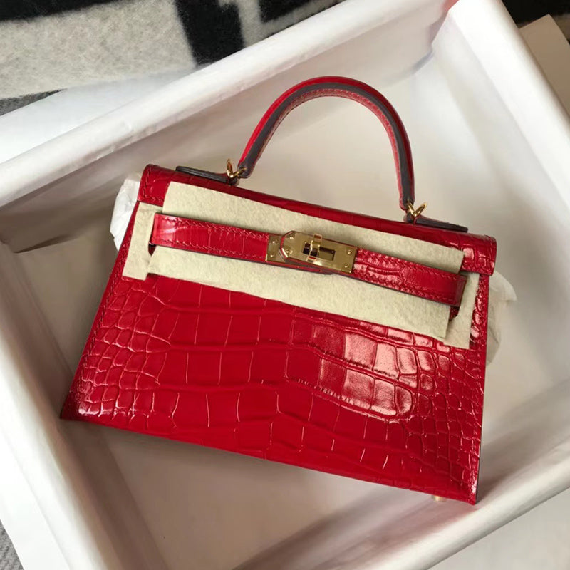 Mini High-End Second-Generation Crocodile Pattern Shoulder Kely Bag