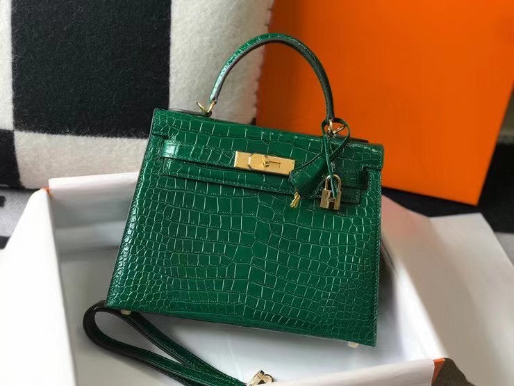 Mini High-End Second-Generation Crocodile Pattern Shoulder Kely Bag