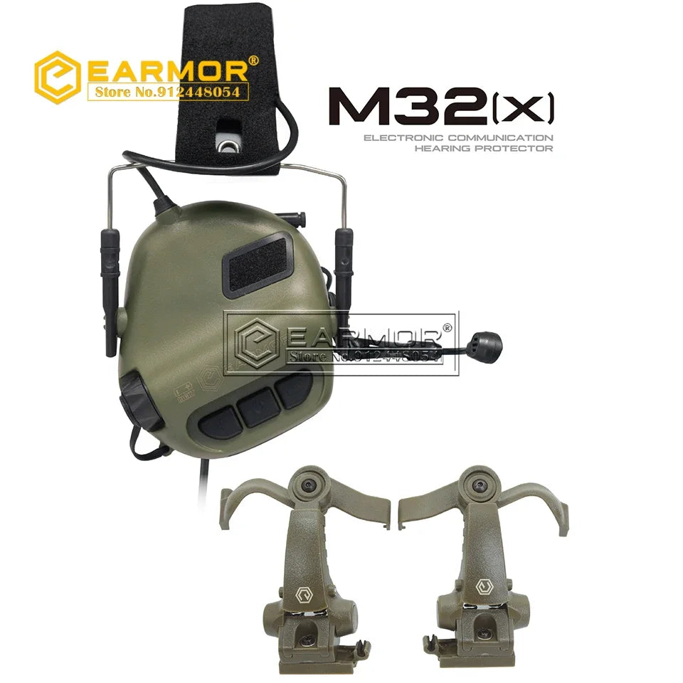 EARMOR M32X MOD4 Tactical Headset with Advanced Electronic Noise Reduction and Amplifying Pickup for RAC Rails FREE Shipping