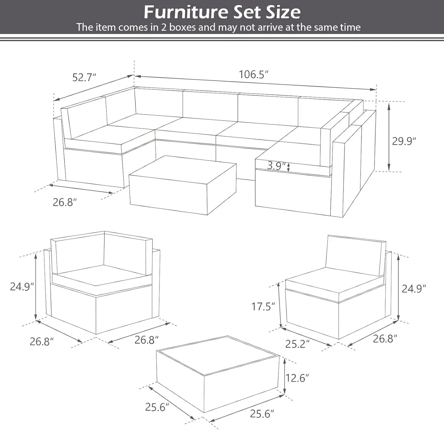 Patio Furniture Set 7 Pieces Patio Conversation Set Outdoor Sectional Wicker Rattan Sofa with All-Weather Cover, Patio Furniture with Pillows Fits Porch Garden Backyard BalconyOutdoor Sectional Furniture Chair Set FREE Shipping