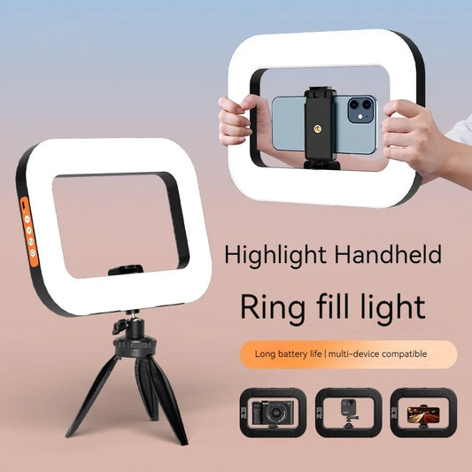 New Handheld Ring LED Rechargeable Fill light Portable Mobile Phone Live Broadcast Photography Desktop Rabbit Cage Selfie Light FREE Shipping