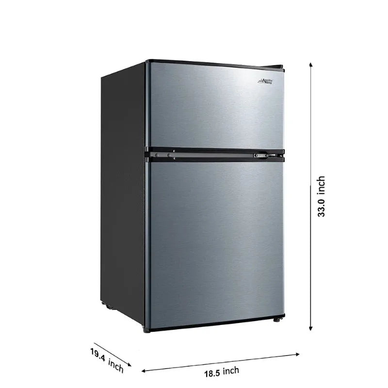 Arctic King 3.2 Cu ft Two Door Mini Fridge with Freezer, Stainless Steel, E-Star FREE Shipping