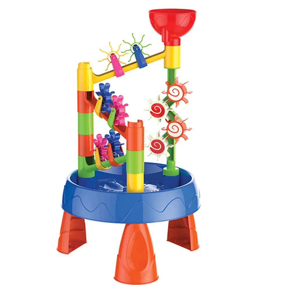 Waterwheel Funnel Beach Table Set Kids Sand Water Table Children's Beach Toys Summer Beach Children DIY Outdoor Garden Bunker Se