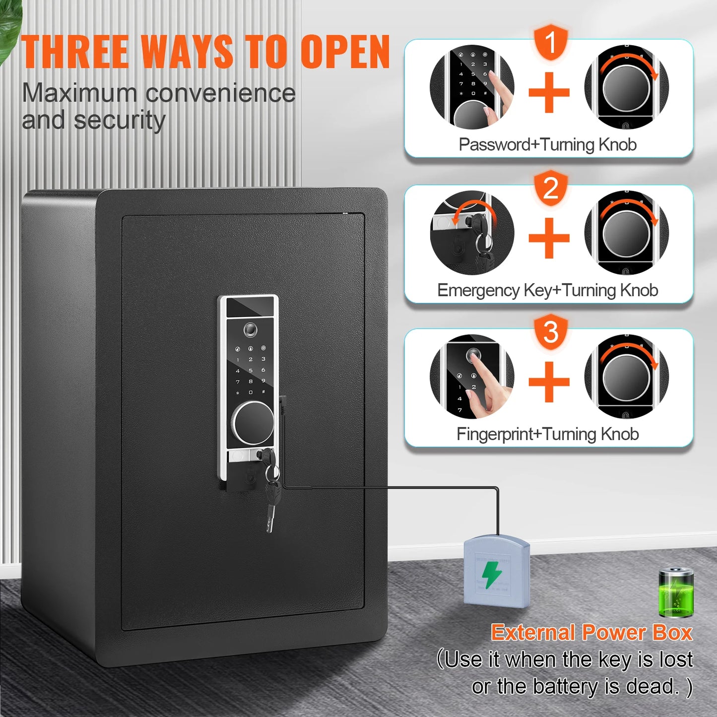 VEVOR Electric Safe 2.2/1.8 Cubic Feet Fingerprint & Digital Security Cabinet Safe W/ Fire-proof Bag for Cash Jewelry Documents FREE Shipping