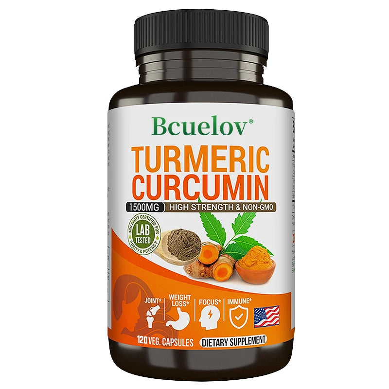 Curcumin Supplement with Black Pepper Extract Fast Absorption for Bone Health Immune System Support Digestive System Maintenance FREE SHIPPING