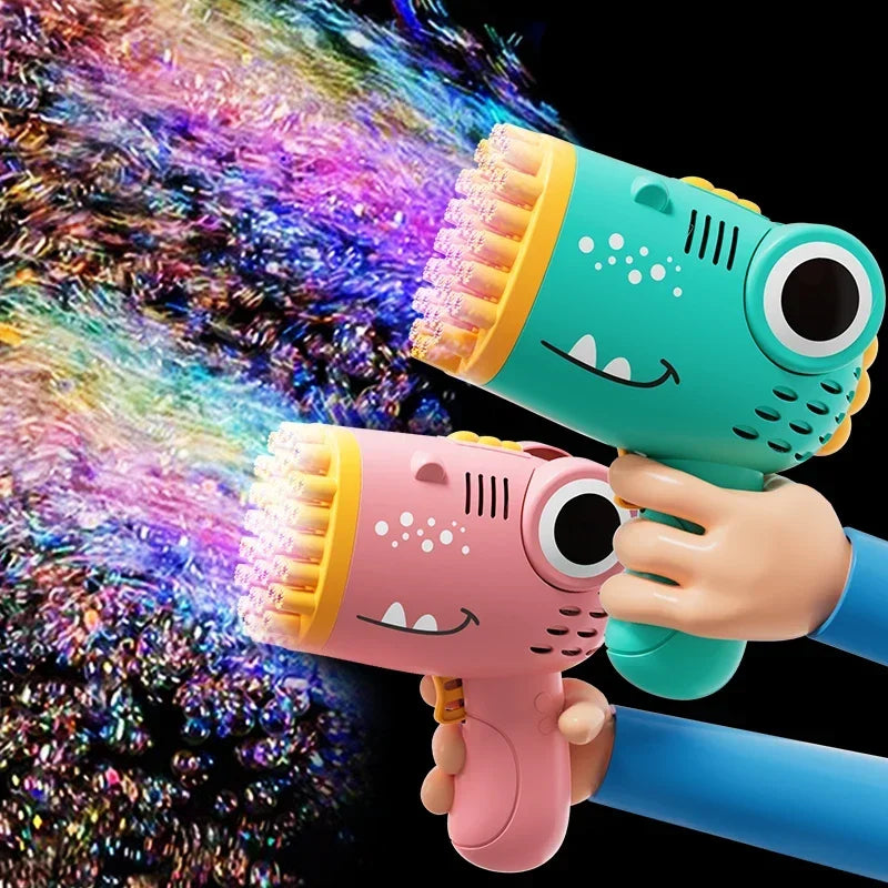 40 hole Dinosaur Bubble Gun Children's Bubble Gun Handheld Fully Automatic Bubble Machine without battery and bubble water FREE SHIPPING