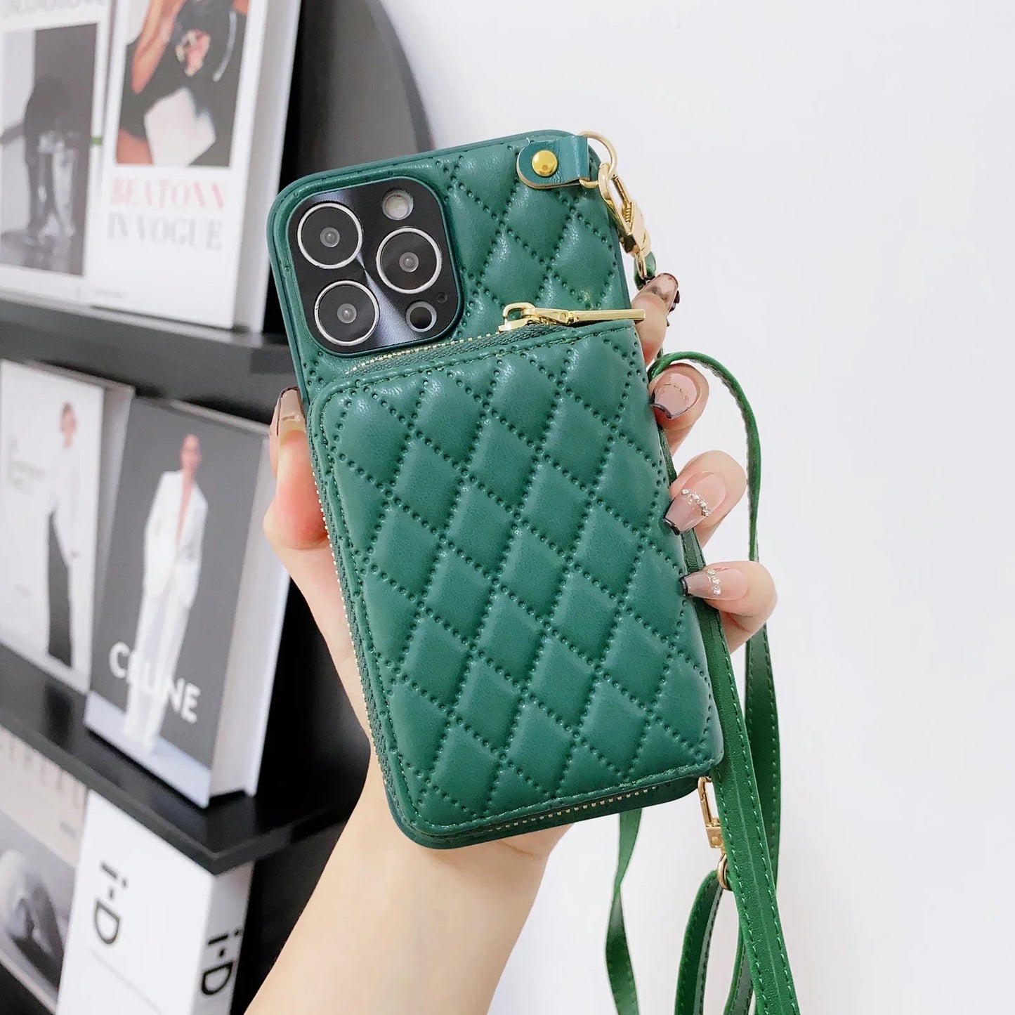Zipper Wallet Leather Purse Case for iPhone 15 16 Pro Max 14 Plus 13 11 12 Crossbody Lanyard Shoulder Cards Holder Cosmetic Bag FREE Shipping