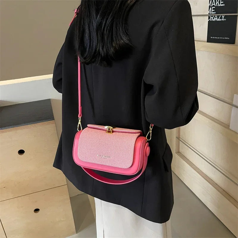 High-Grade Sense Women Small Square Bags 2024 Trendy Classic PU Leather Lady Commuter Shoulder Bag Short Handle Handbags