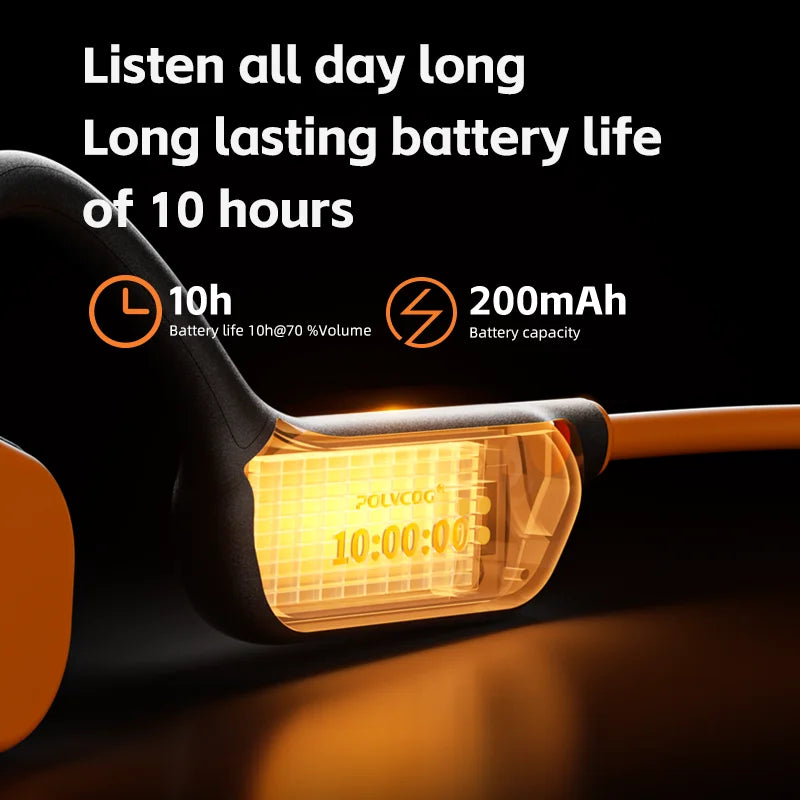 POLVCDG X10 bone conduction Bluetooth earphones with digital display swimming IXP8 waterproof built-in 32G MP3 earphones