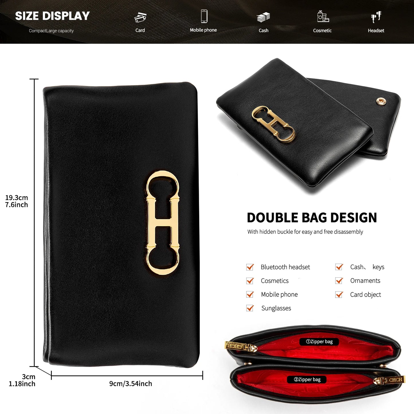 CHCH Women's Wallet 2024 New Long Handbag Red Christmas Gift