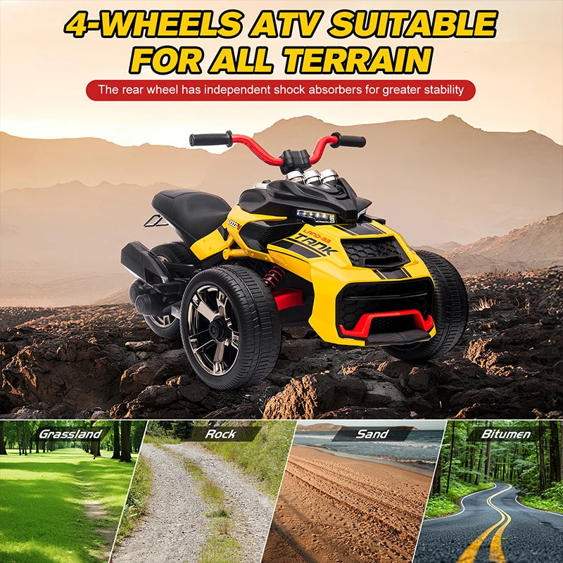 12V Kids ATV Ride On Toy Three-Wheel Electric Vehicle for 3-8y Kids Gifts Battery Powered Car Toys with Lights,Music