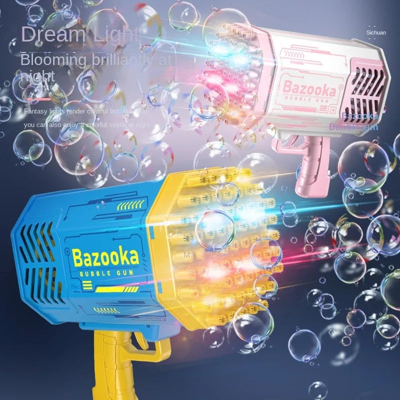 Bazooka Bubble Gun Kids Toys Rocket 69 Holes Soap Bubbles Machine Gun Shape Automatic Blower With Light Pomperos Outdoor Toy Gifts Party FREE Shipping