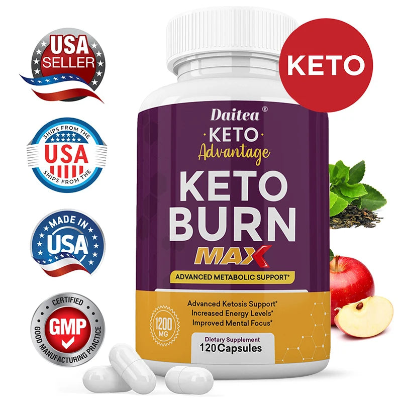 Fat Burn Keto Capsules - Metabolism, Healthy Weight Management, Energy, Muscle Mass Ketosis Support for Men Women 120 Capsules FREE Shipping