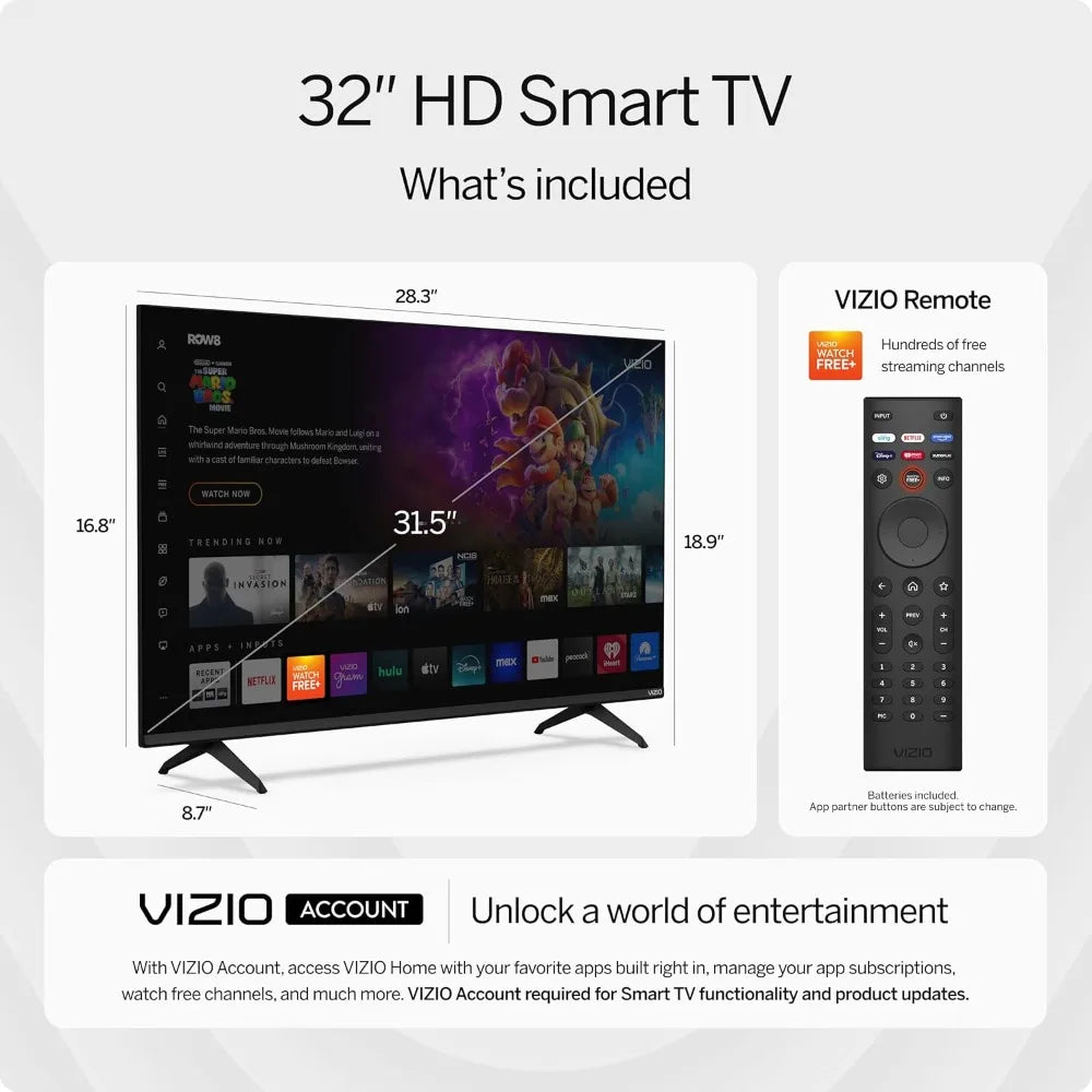 32-inch HD Smart TV 720p LED W/Alexa Compatibility, Google Cast Built-in, Bluetooth Headphone Capable