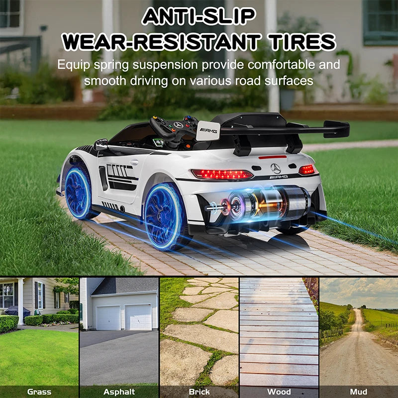 12V Licensed Mercedes-Benz GT3 Kids Ride on Car, Electric Vehicles for Kids Gifts,Ride on Toys with Remote Control, Music