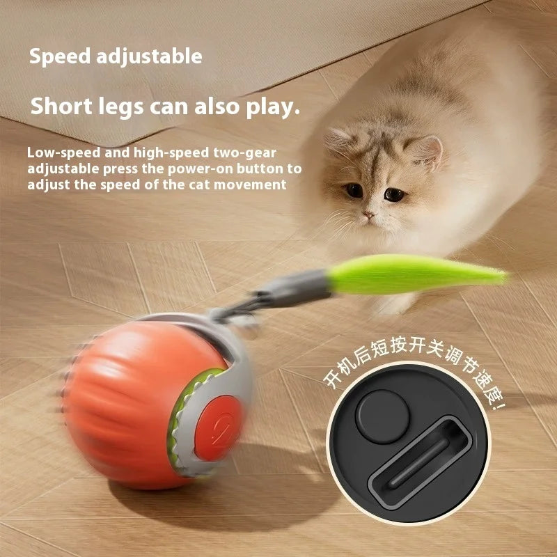 New Cat Interactive Ball Toy Automatic Rolling Ball with Tail Rechargeable Smart Pet Interactive Toy Intelligent Mouse for Cat