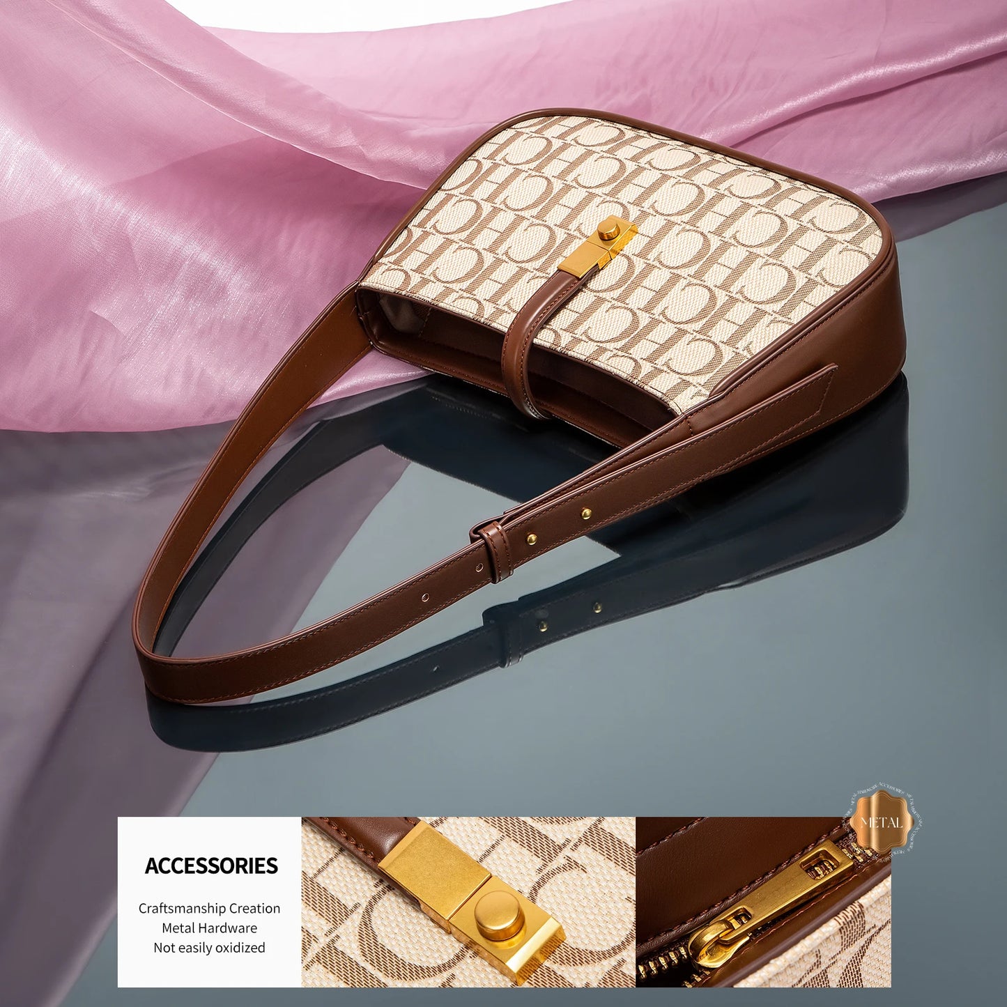 Fashionable Classic Retro New Luxury Letter Design Women's Party Multi functional Occasion Handbag