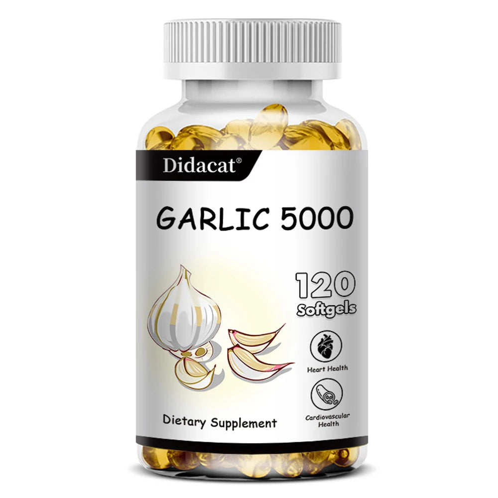 Garlic Extract 5000 Mg Antioxidant Supplement Supports Immune System Balances Cholesterol Promotes Heart Health 120 Capsules FREE SHIPPING