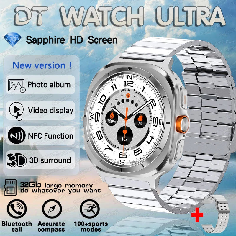 New Galaxi Watch 7 Ultra Smart Watch Men 32GB Memory Video GPS NFC 47mm AMOLED Fitness Tracker Health Smartwatch For Samsung