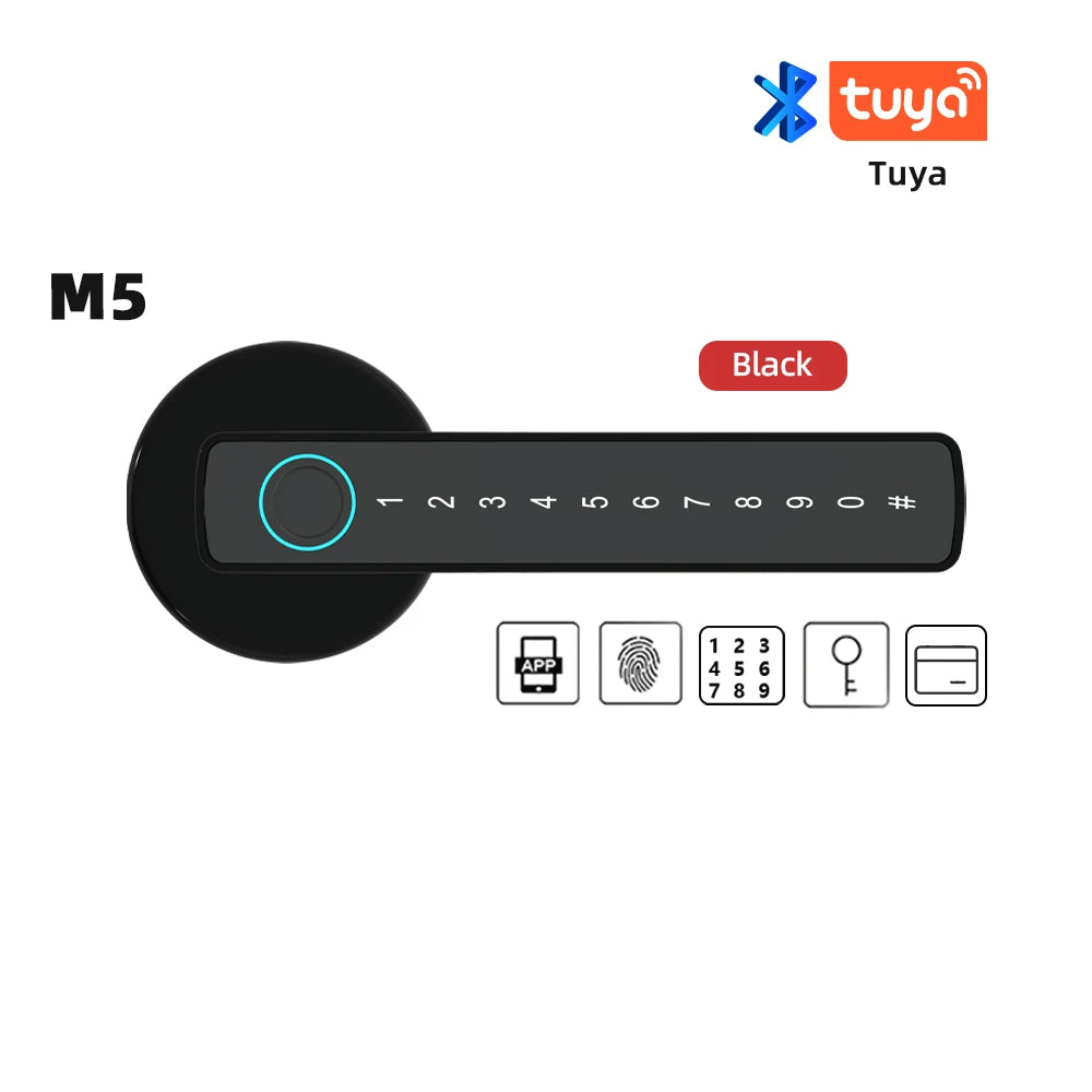 RAYKUBE Tuya BLE Fingerprint Door Lock Digital Electronic Lock with Password/Key/IC Card/ Smartlife/ Tuya APP Unlock
