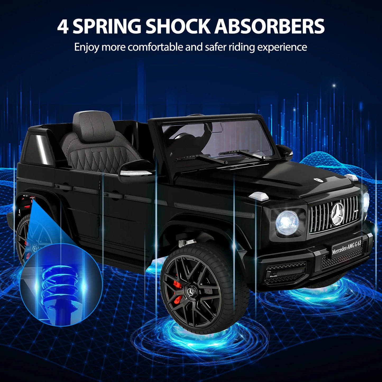 12V Kids Ride On Car, Electric Vehicles w/Parent Remote Control, Spring Suspension, 3 Speeds, LED Lights, Music, 4 Wheeler