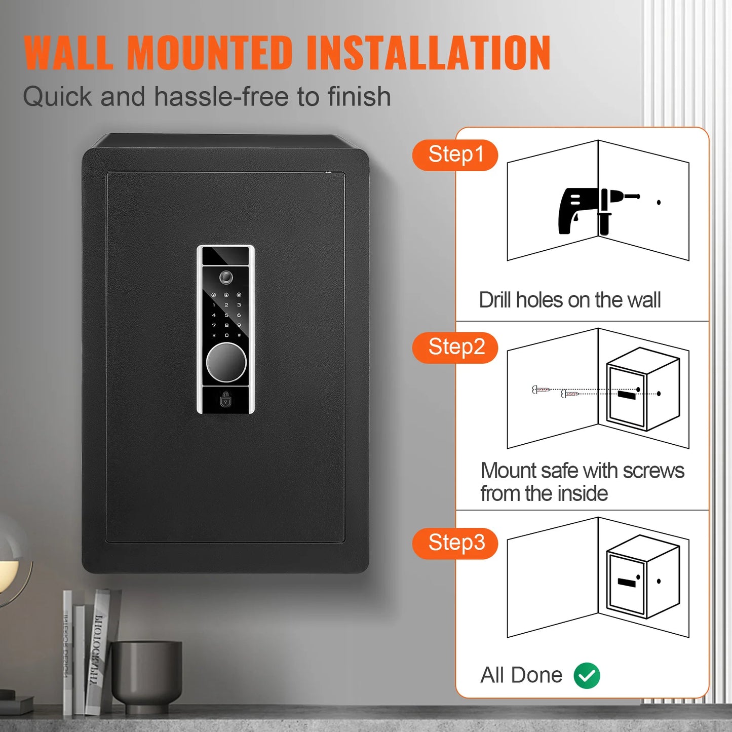 VEVOR Electric Safe 2.2/1.8 Cubic Feet Fingerprint & Digital Security Cabinet Safe W/ Fire-proof Bag for Cash Jewelry Documents FREE Shipping