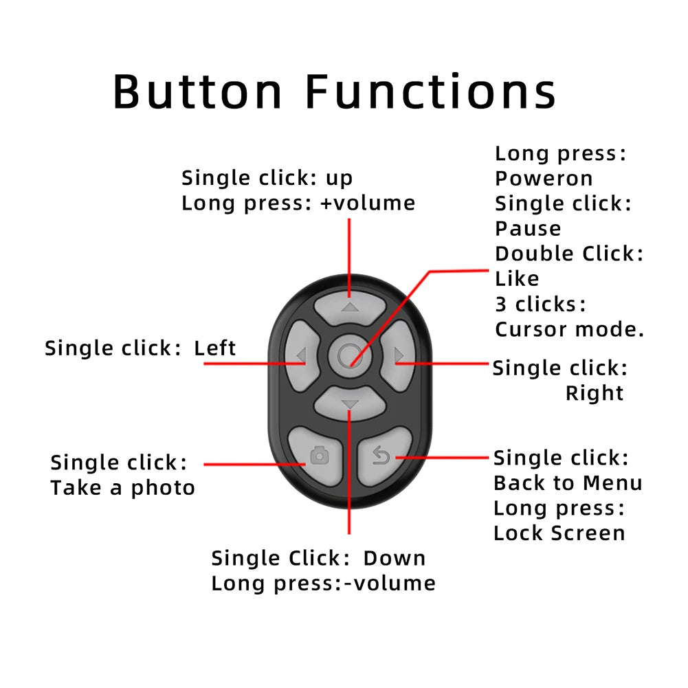 Wireless Bluetooth Ring Remote Control Fingertip Selfie Video Controller For Tik Tok Page Turner Browsing For for iOS Android