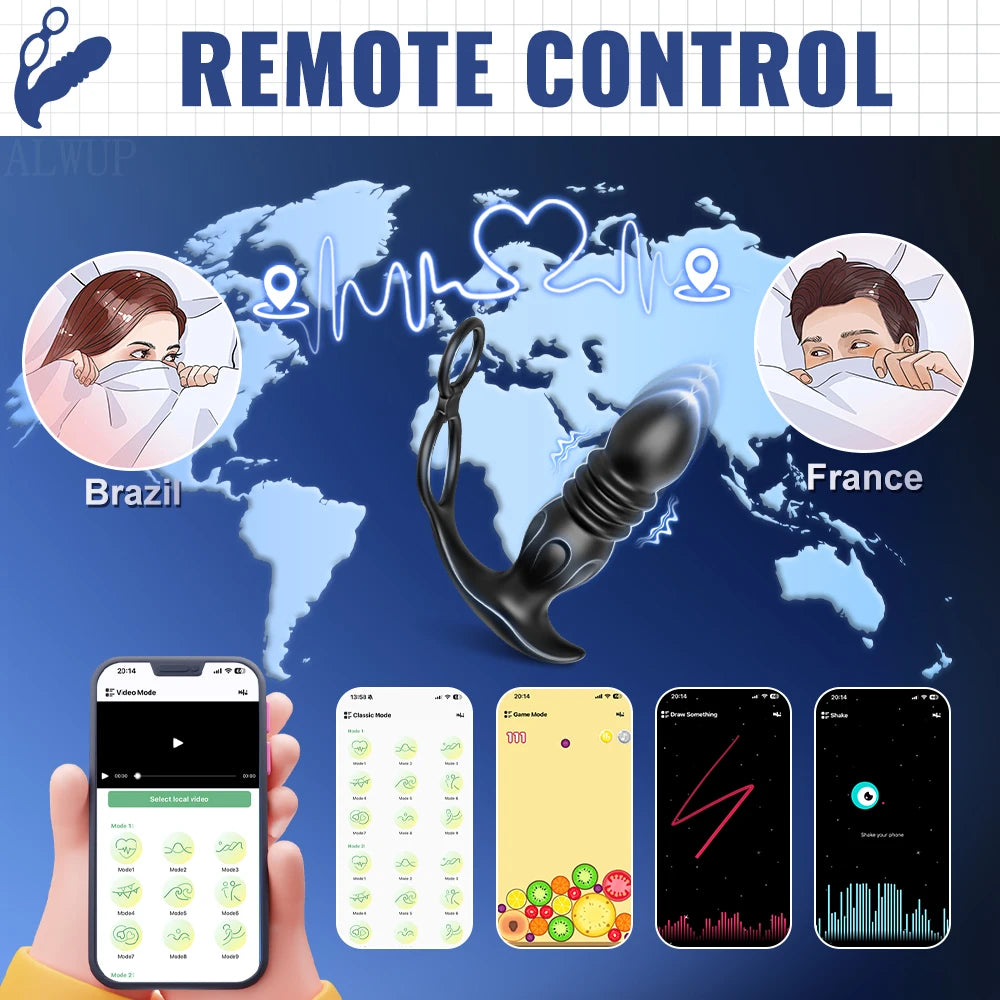 APP Control Male Thrusting Prostate Massager Vibrator for Men Gay Anal Plug Telescopic Butt Plug Female Sex Toy for Adult FREE Shipping