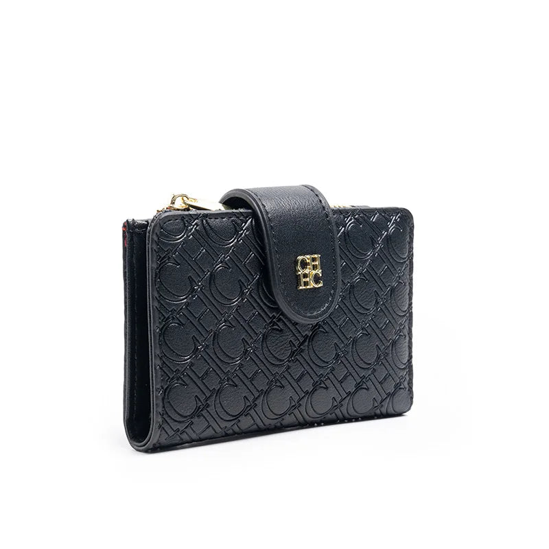 CH Pure Colour Letter Printed Style Women's Card Wallet Premium Simple Design Women's Wallet Fashion Women's Short Wallet