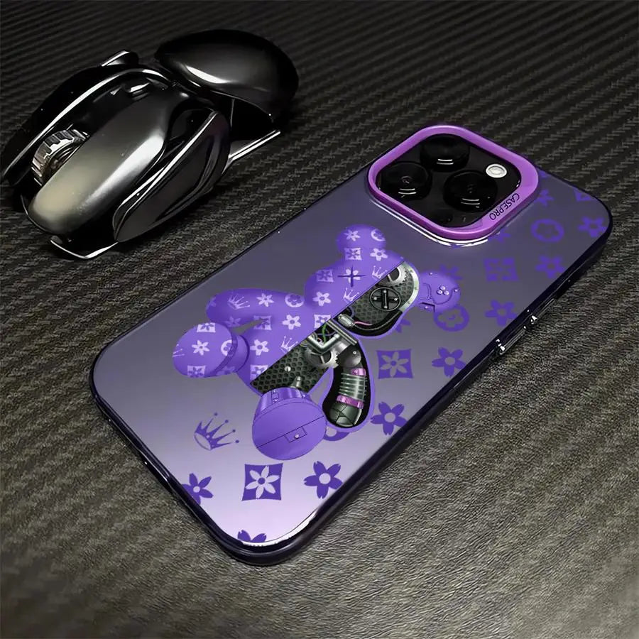 Fashion Cute R-Robert Bear Phone Case for iPhone 15 16 Pro Max X XR 12 11 14 13 XS 14 Pro Max 16 Plus Soft funda