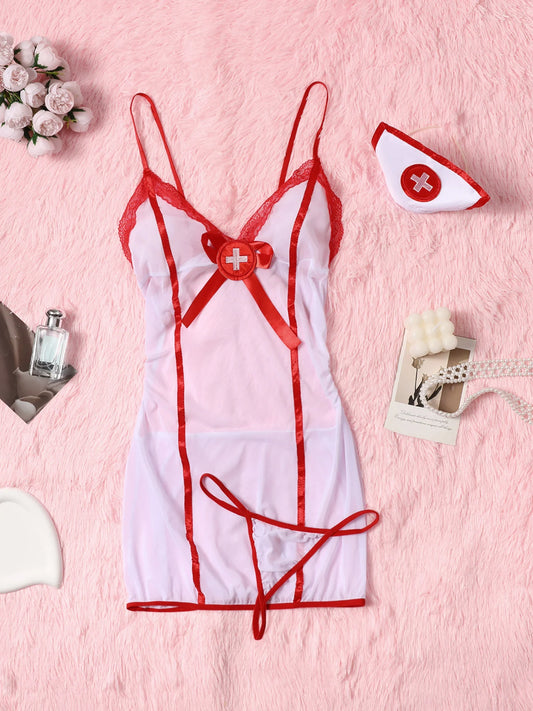 Sexy Lingerie Set Erotic Underwear Set Transparent Porno Lace Sexy Bra And Panty Garter Set Costumes Sexy Hot Erotic Nurse Set Free Shipping