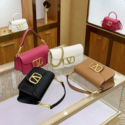 Women's Calf leather handbag chain one-shoulder crossbody bag new fashionable and versatile high-quality women's bag
