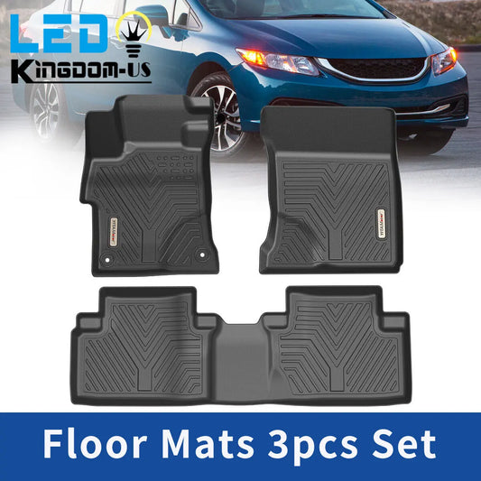 Civic All Weather 3D Floor Mats For 2012-2015 Honda 1st & 2nd Row Car TPE Liners