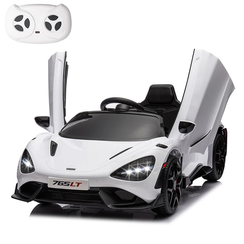 12V Licensed McLaren 765LT Kids Ride On Toy,Electric Vehicle for Toddler Age 3+,Battery Powered Ride On Car with Hydraulic Doors
