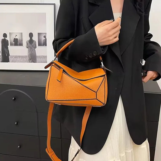 Simple Geometric Handbag Lightweight Large Capacity Crossbody Pillow Bag Spring New Style Versatile Litchi Pattern PU Leather Lowes Bags