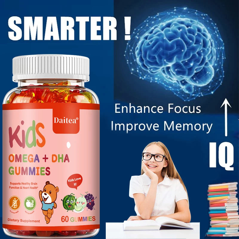 Children's OMEGA+DHA Gummies - Supports The Brain, Joints, Heart, Eyes and Immune System - Contains Omega 3 6 9 + DHA, Vitamin C FREE SHIPPING